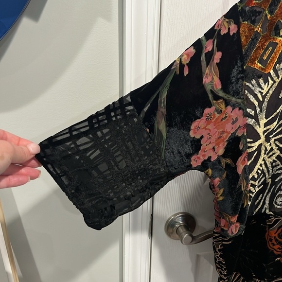 Women’s floral sheer velour kimono cardigan one size - Picture 5 of 5